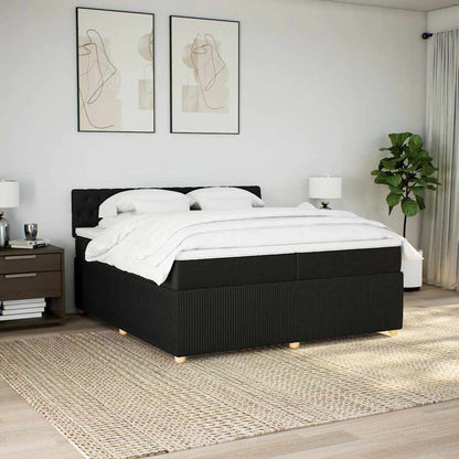 Giroletto a Molle con Materasso Nero 200x200 cm in Tessuto