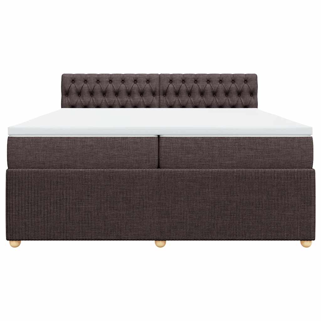 Giroletto a Molle con Materasso Marrone Scuro 200x200cm Tessuto