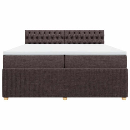 Giroletto a Molle con Materasso Marrone Scuro 200x200cm Tessuto
