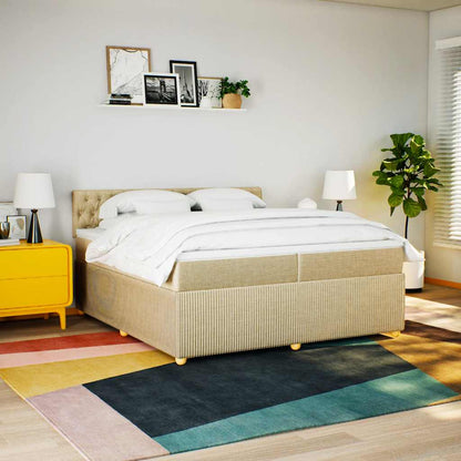 Giroletto a Molle con Materasso Crema 200x200 cm in Tessuto | homemem39