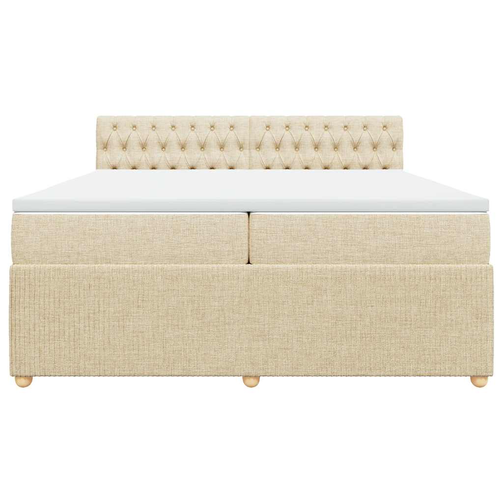 Giroletto a Molle con Materasso Crema 200x200 cm in Tessuto - homemem39