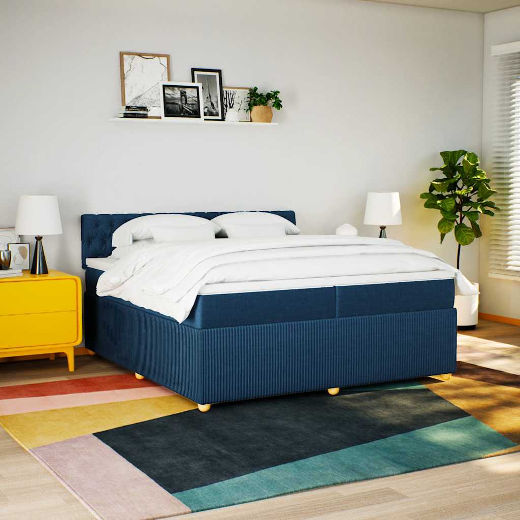 Giroletto a Molle con Materasso Blu 200x200 cm in Tessuto