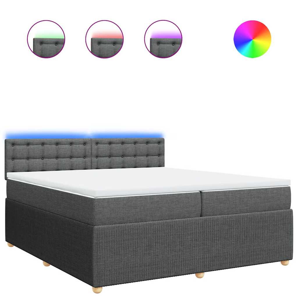 Giroletto a Molle con Materasso Grigio Scuro 200x200 cm Tessuto