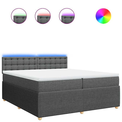 Giroletto a Molle con Materasso Grigio Scuro 200x200 cm Tessuto