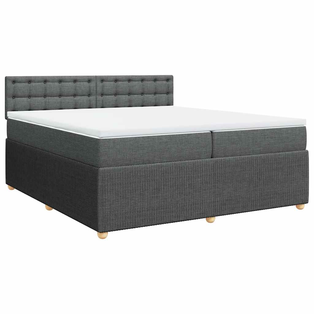Giroletto a Molle con Materasso Grigio Scuro 200x200 cm Tessuto