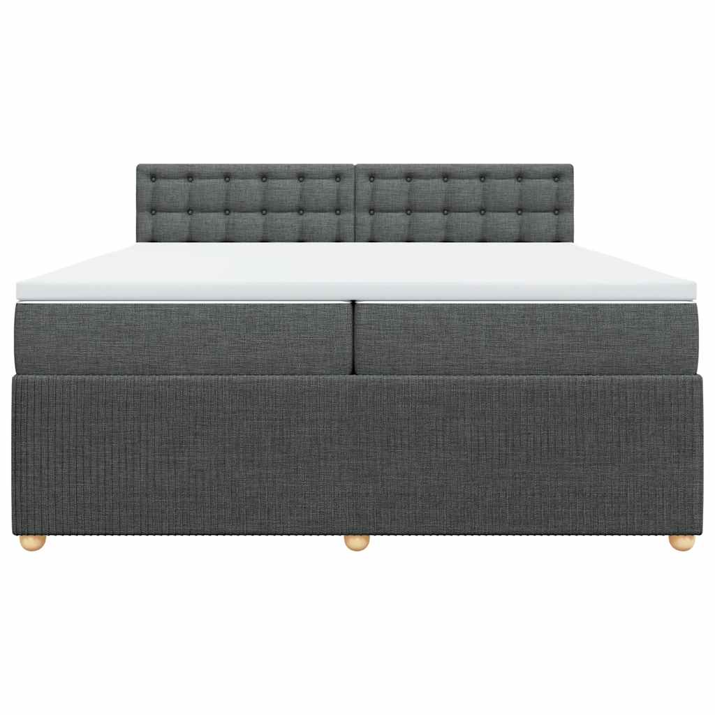 Giroletto a Molle con Materasso Grigio Scuro 200x200 cm Tessuto