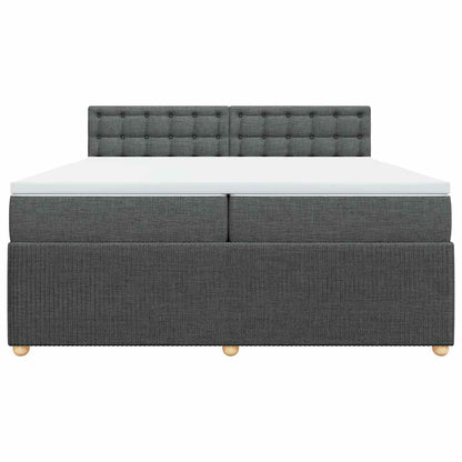 Giroletto a Molle con Materasso Grigio Scuro 200x200 cm Tessuto