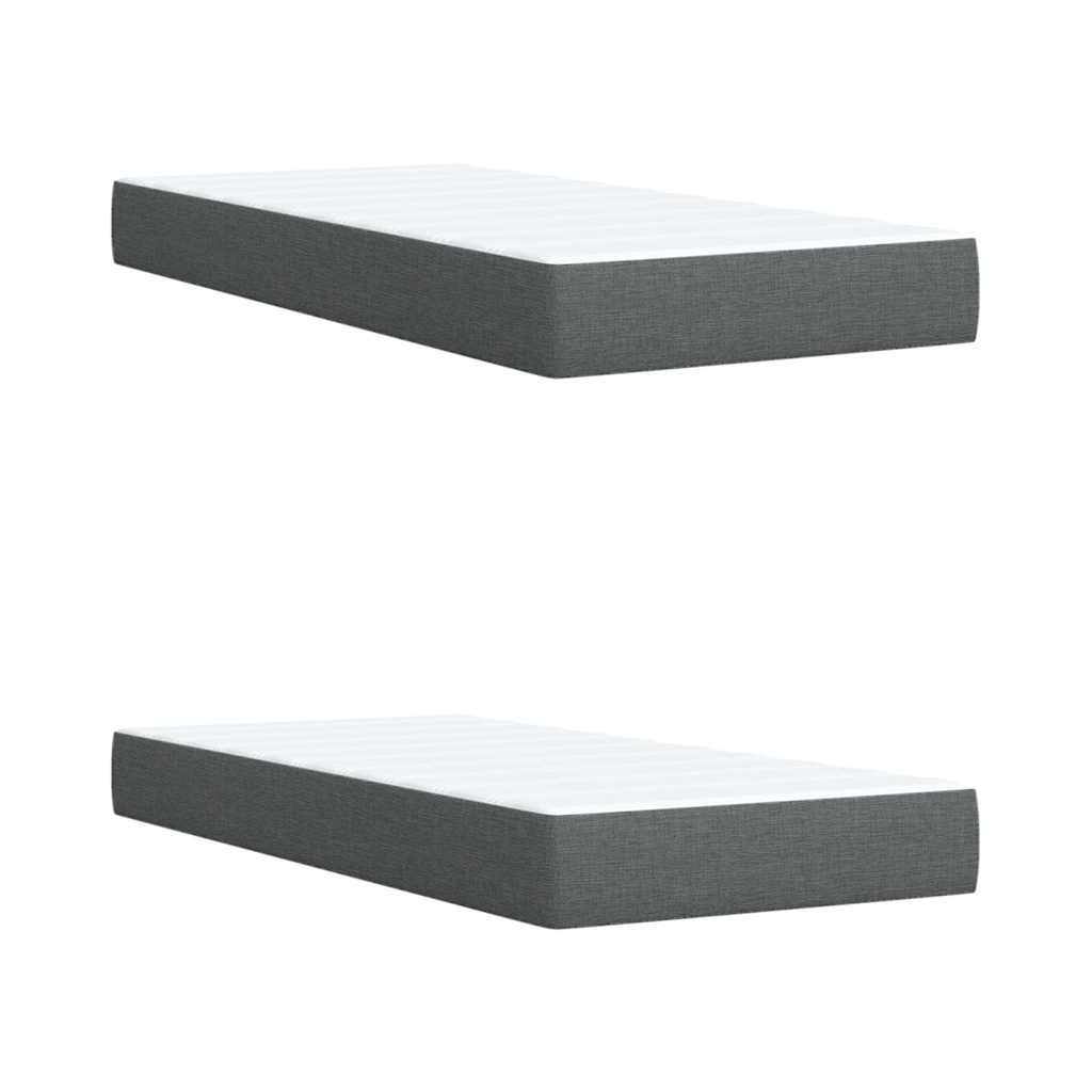 Giroletto a Molle con Materasso Grigio Scuro 200x200 cm Tessuto