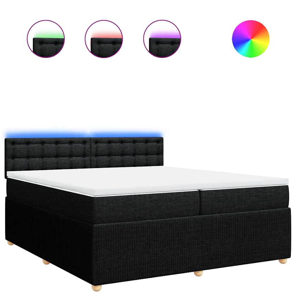 Giroletto a Molle con Materasso Nero 200x200 cm in Tessuto - homemem39