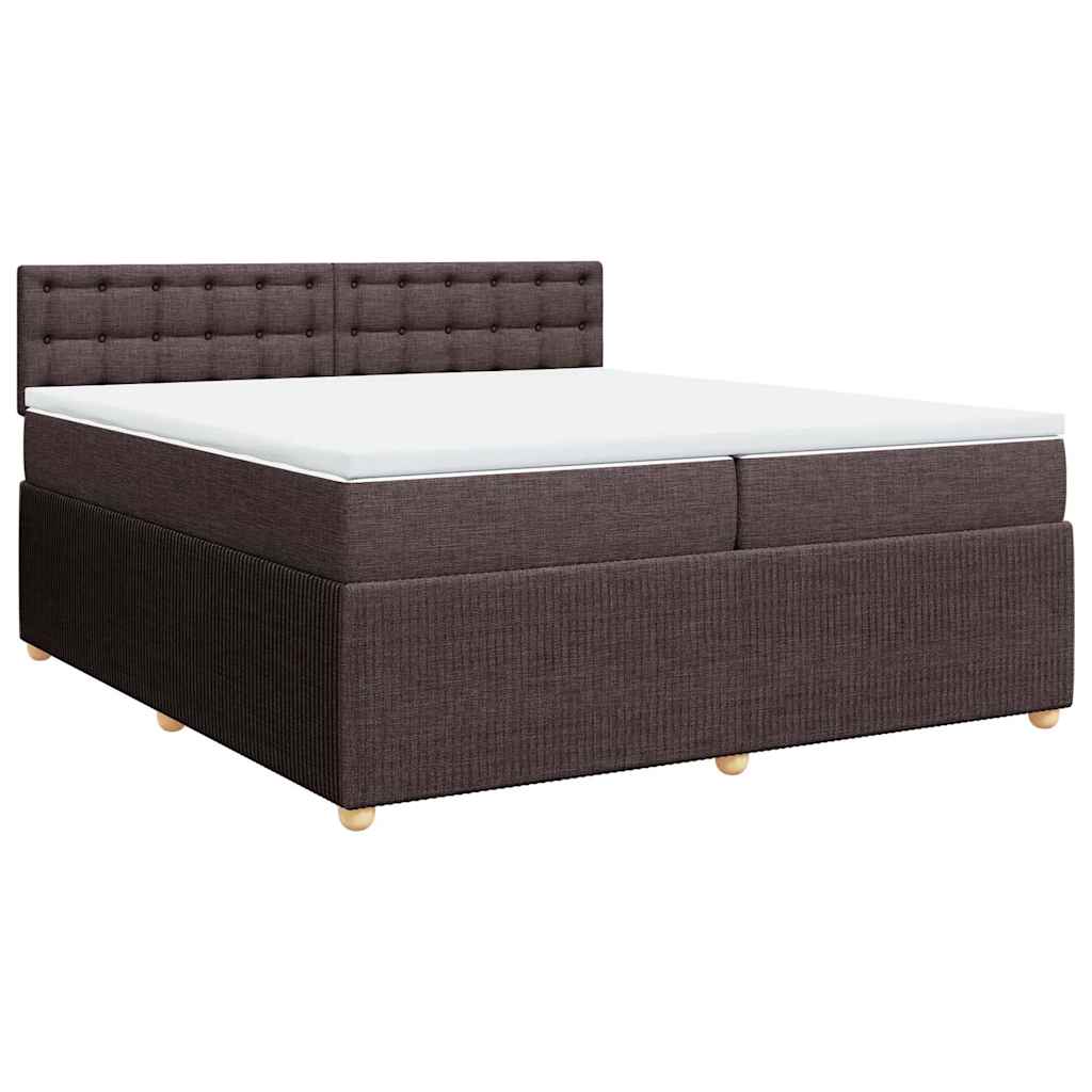 Giroletto a Molle con Materasso Marrone Scuro 200x200cm Tessuto