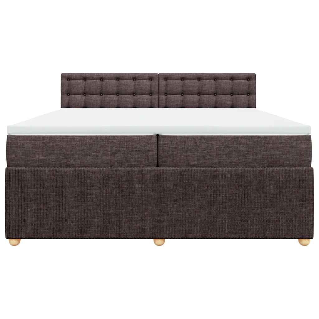 Giroletto a Molle con Materasso Marrone Scuro 200x200cm Tessuto