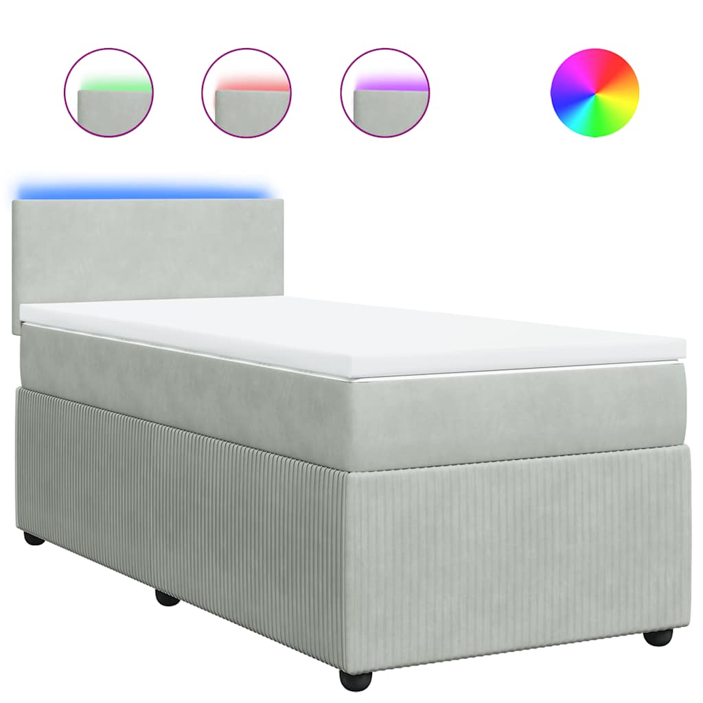 Giroletto a Molle con Materasso Grigio Chiaro 80x200 cm Velluto | homemem39