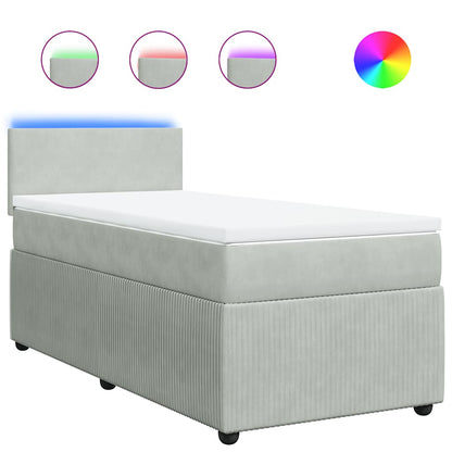 Giroletto a Molle con Materasso Grigio Chiaro 80x200 cm Velluto | homemem39
