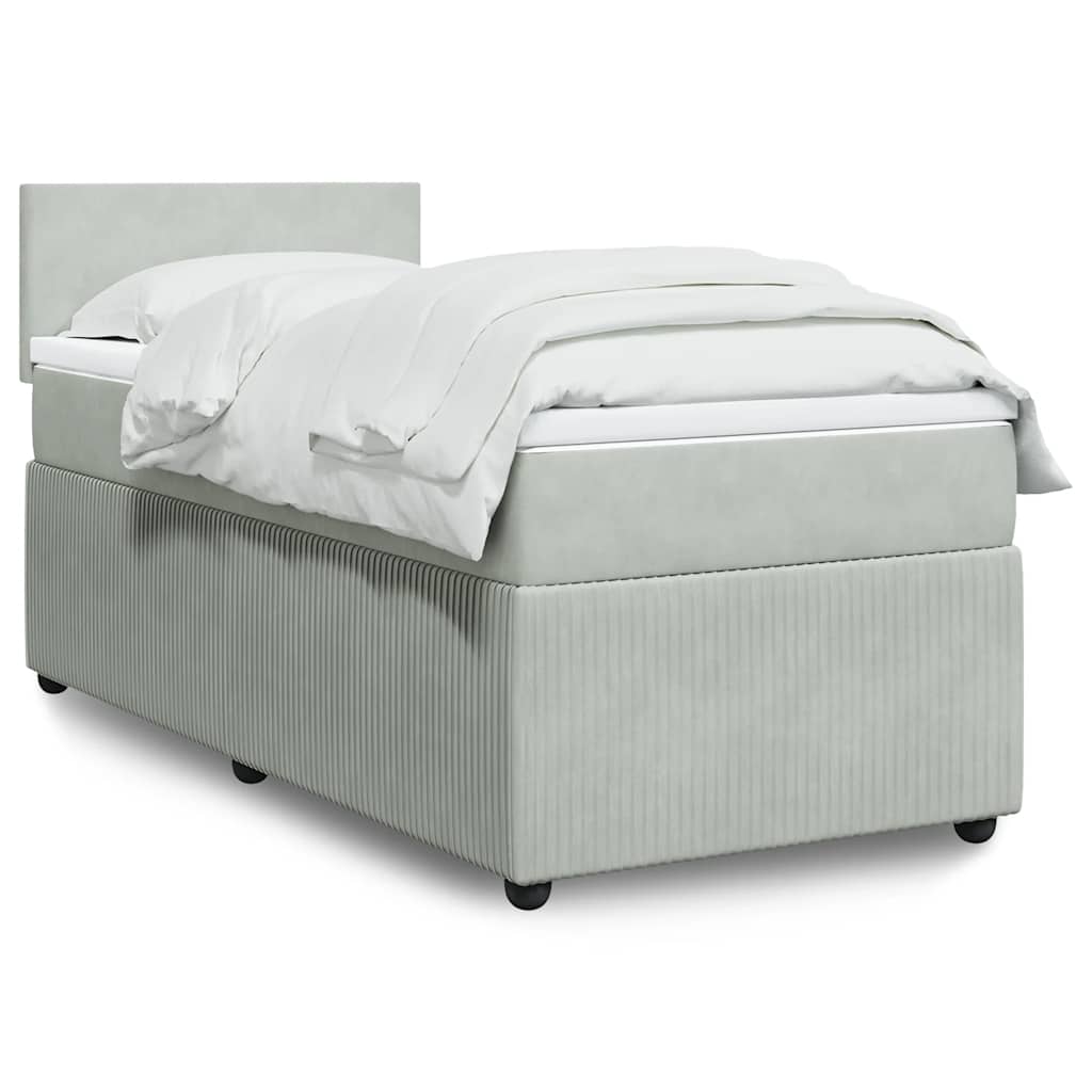 Giroletto a Molle con Materasso Grigio Chiaro 80x200 cm Velluto | homemem39