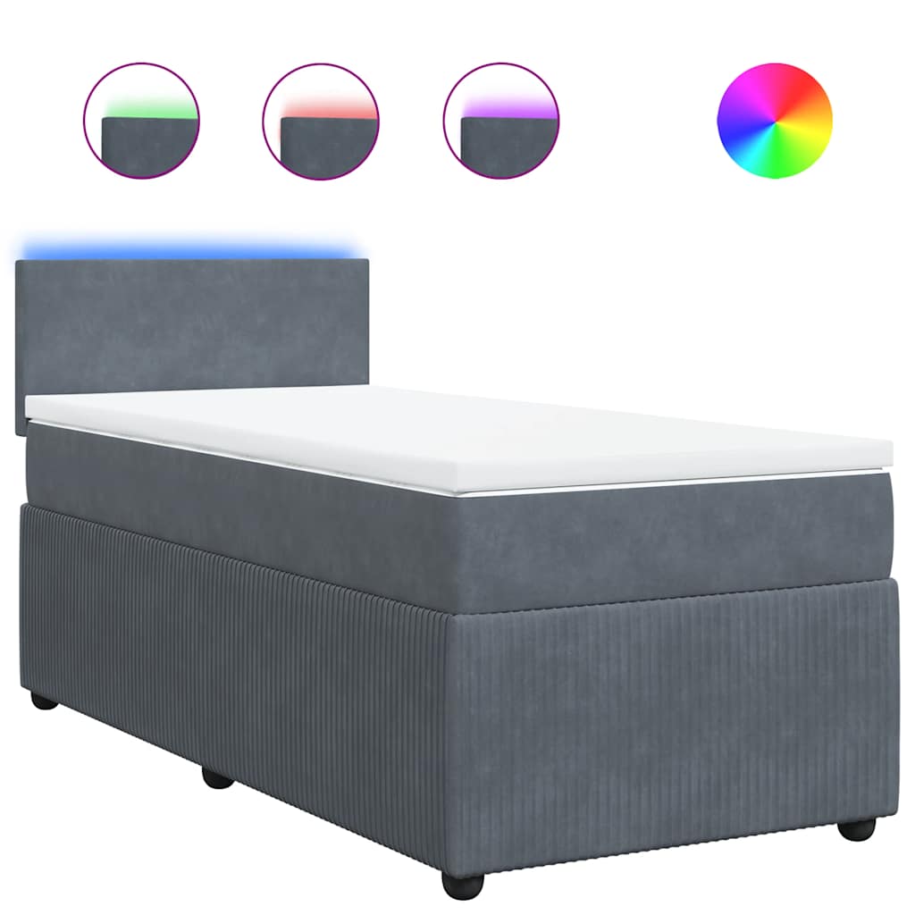 Giroletto a Molle con Materasso Grigio Scuro 80x200 cm Velluto | homemem39