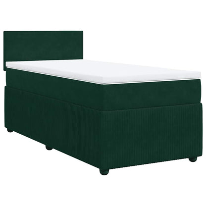 Giroletto a Molle con Materasso Verde Scuro 80x200 cm Velluto