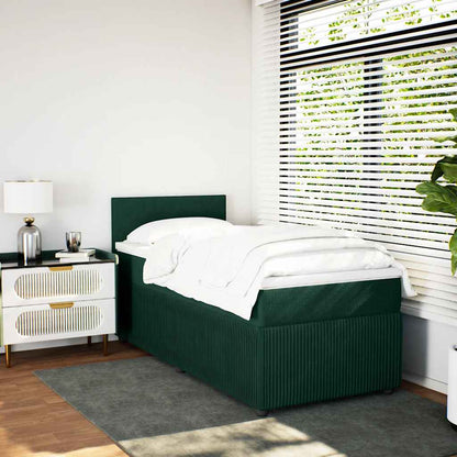 Giroletto a Molle con Materasso Verde Scuro 80x200 cm Velluto