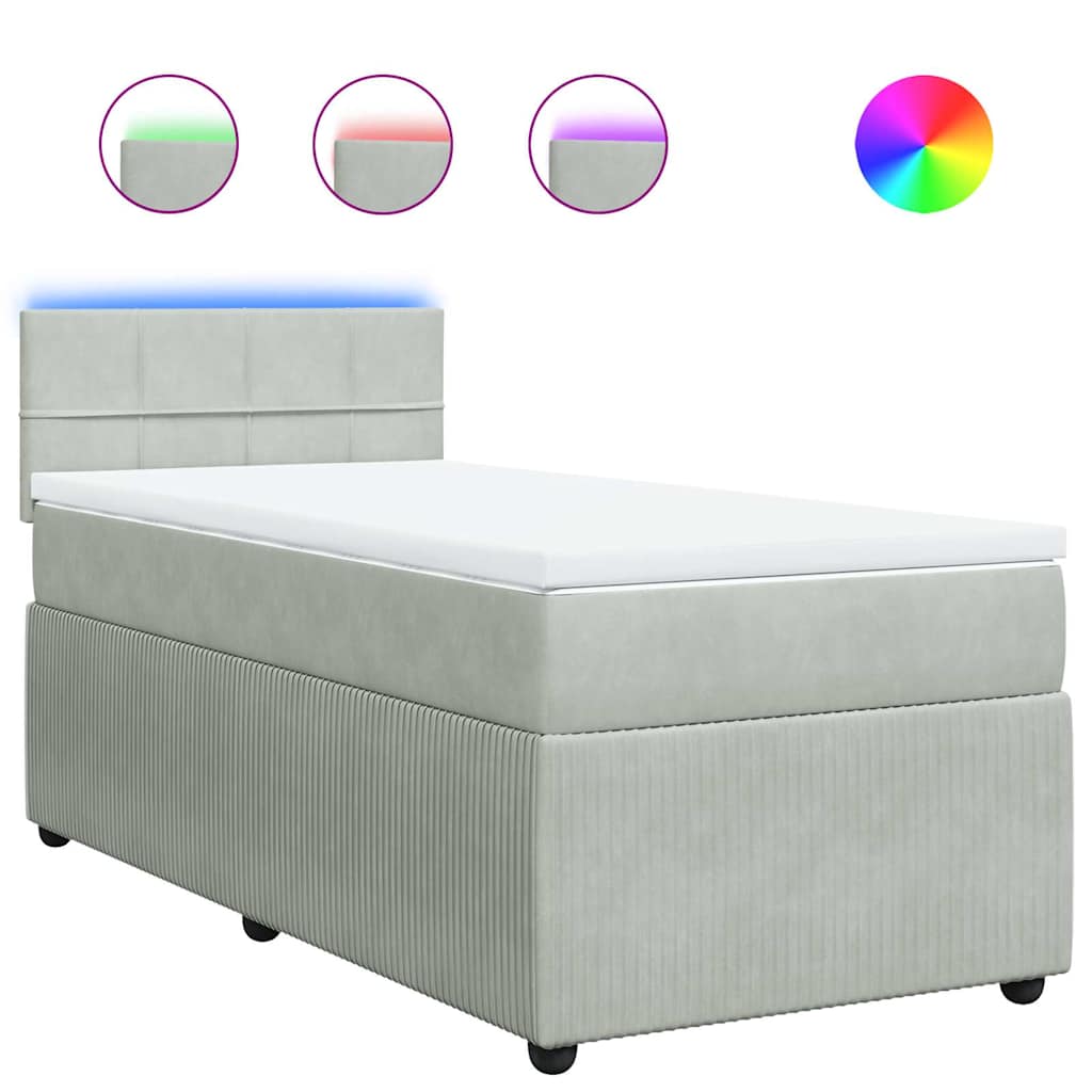 Giroletto a Molle con Materasso Grigio Chiaro 80x200 cm Velluto | homemem39