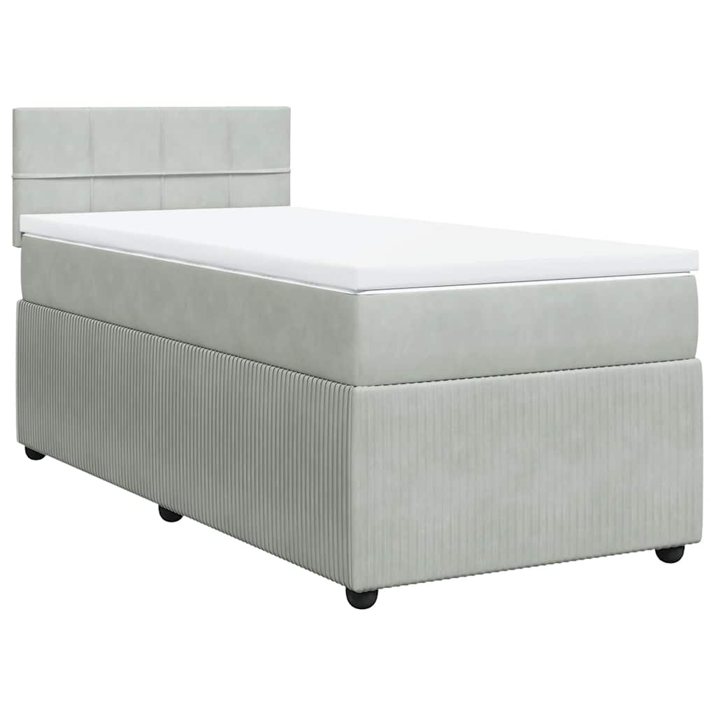 Giroletto a Molle con Materasso Grigio Chiaro 80x200 cm Velluto