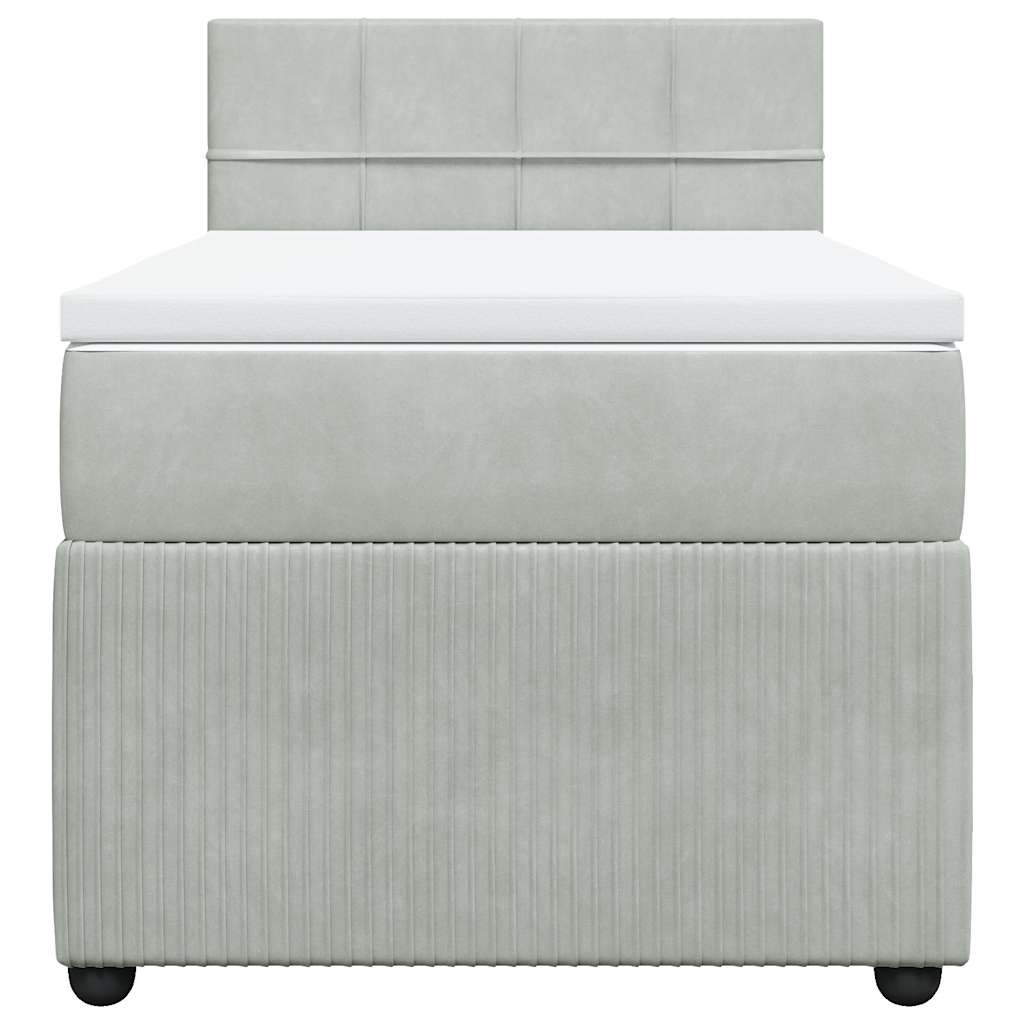 Giroletto a Molle con Materasso Grigio Chiaro 80x200 cm Velluto | homemem39