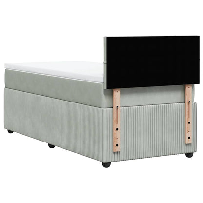 Giroletto a Molle con Materasso Grigio Chiaro 80x200 cm Velluto