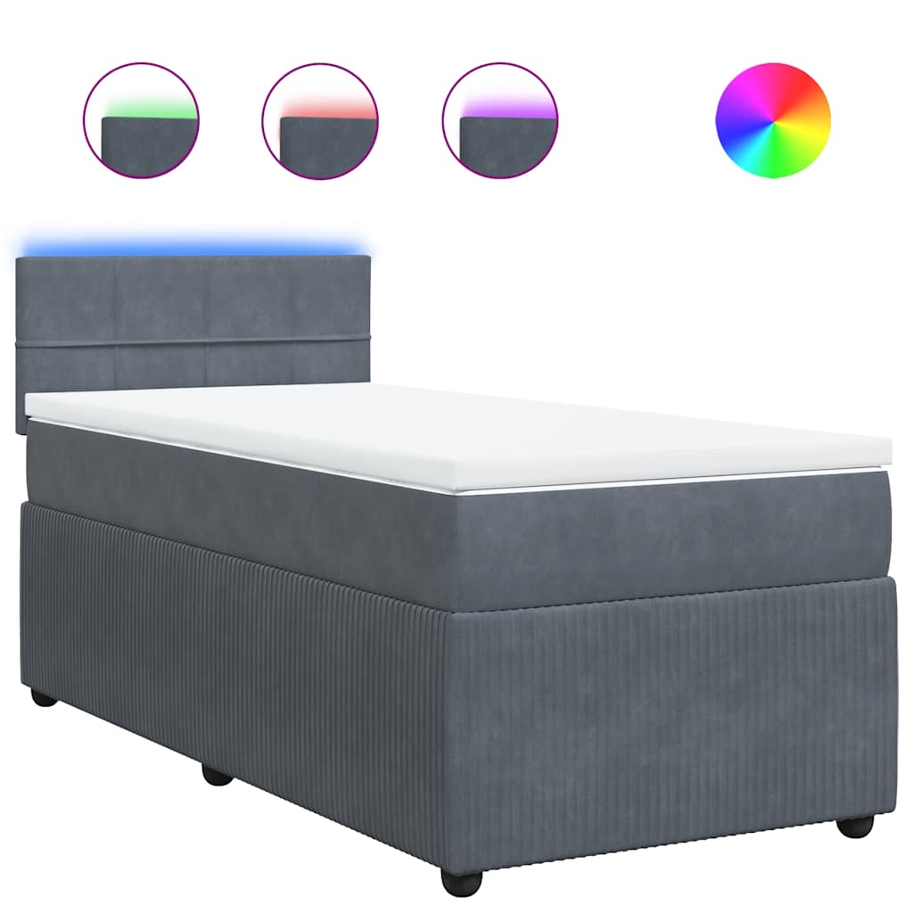 Giroletto a Molle con Materasso Grigio Scuro 80x200 cm Velluto | homemem39