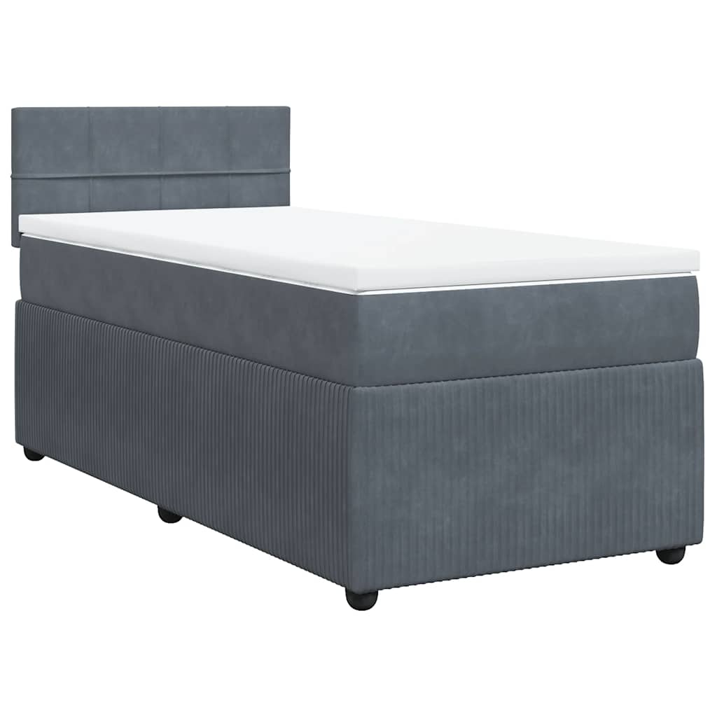 Giroletto a Molle con Materasso Grigio Scuro 80x200 cm Velluto