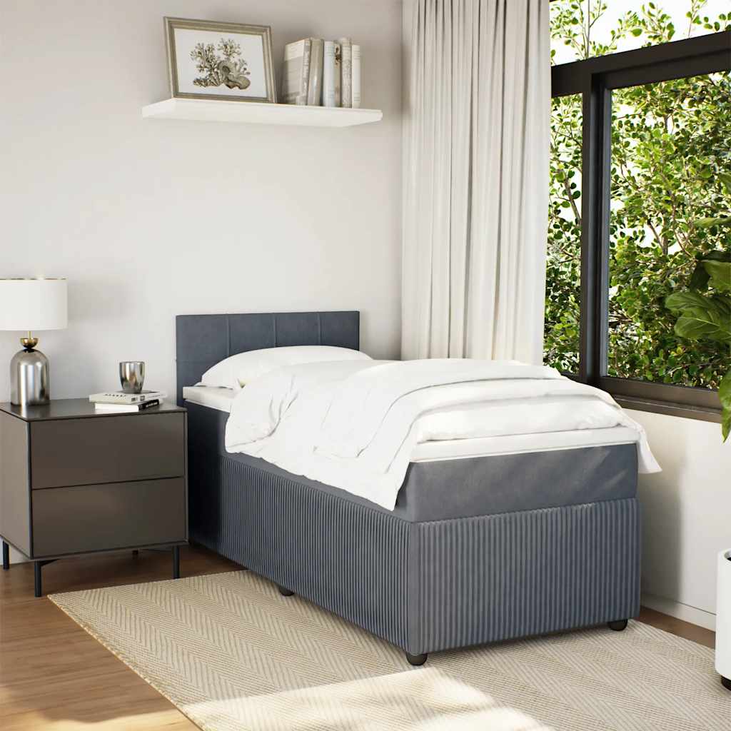 Giroletto a Molle con Materasso Grigio Scuro 80x200 cm Velluto
