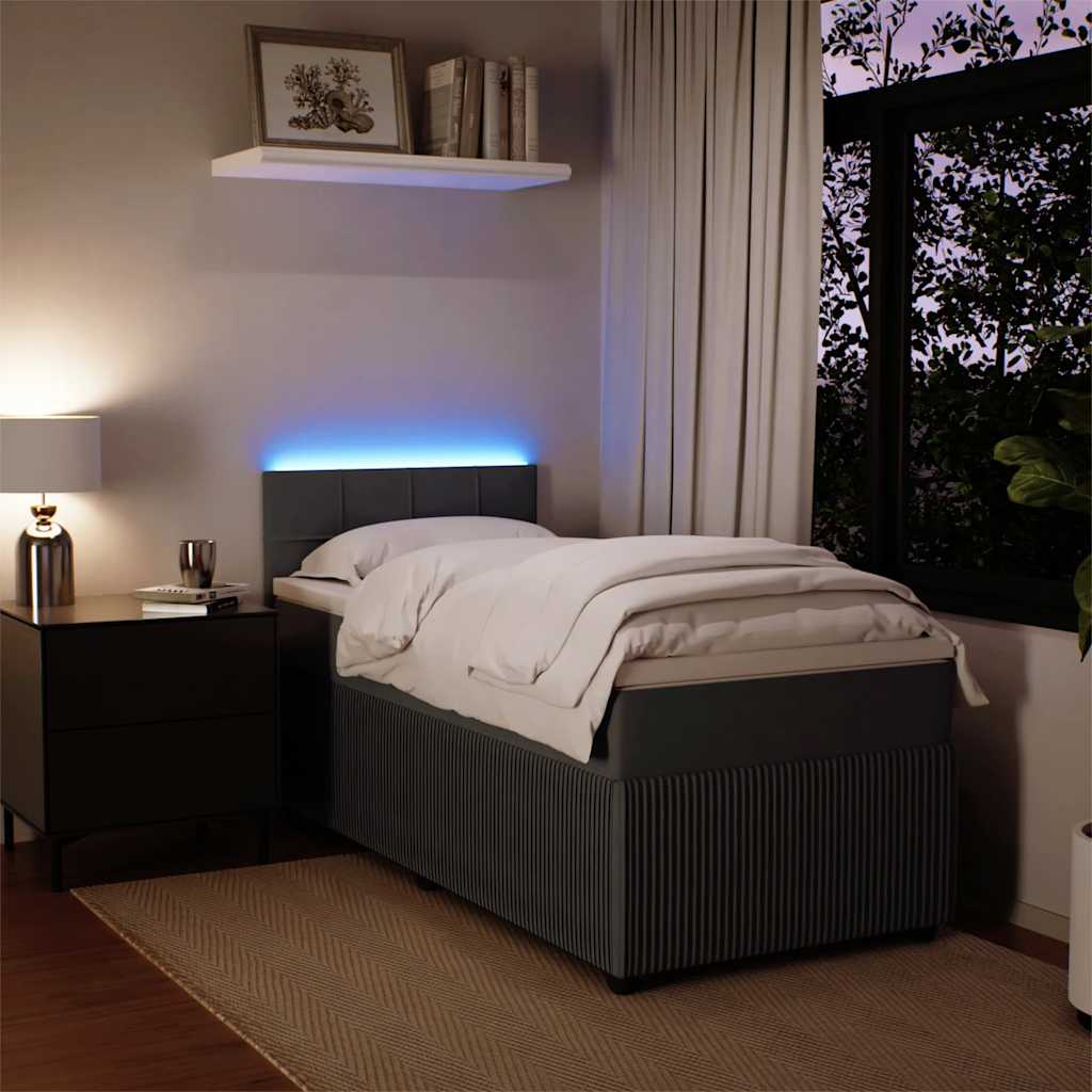 Giroletto a Molle con Materasso Grigio Scuro 80x200 cm Velluto | homemem39