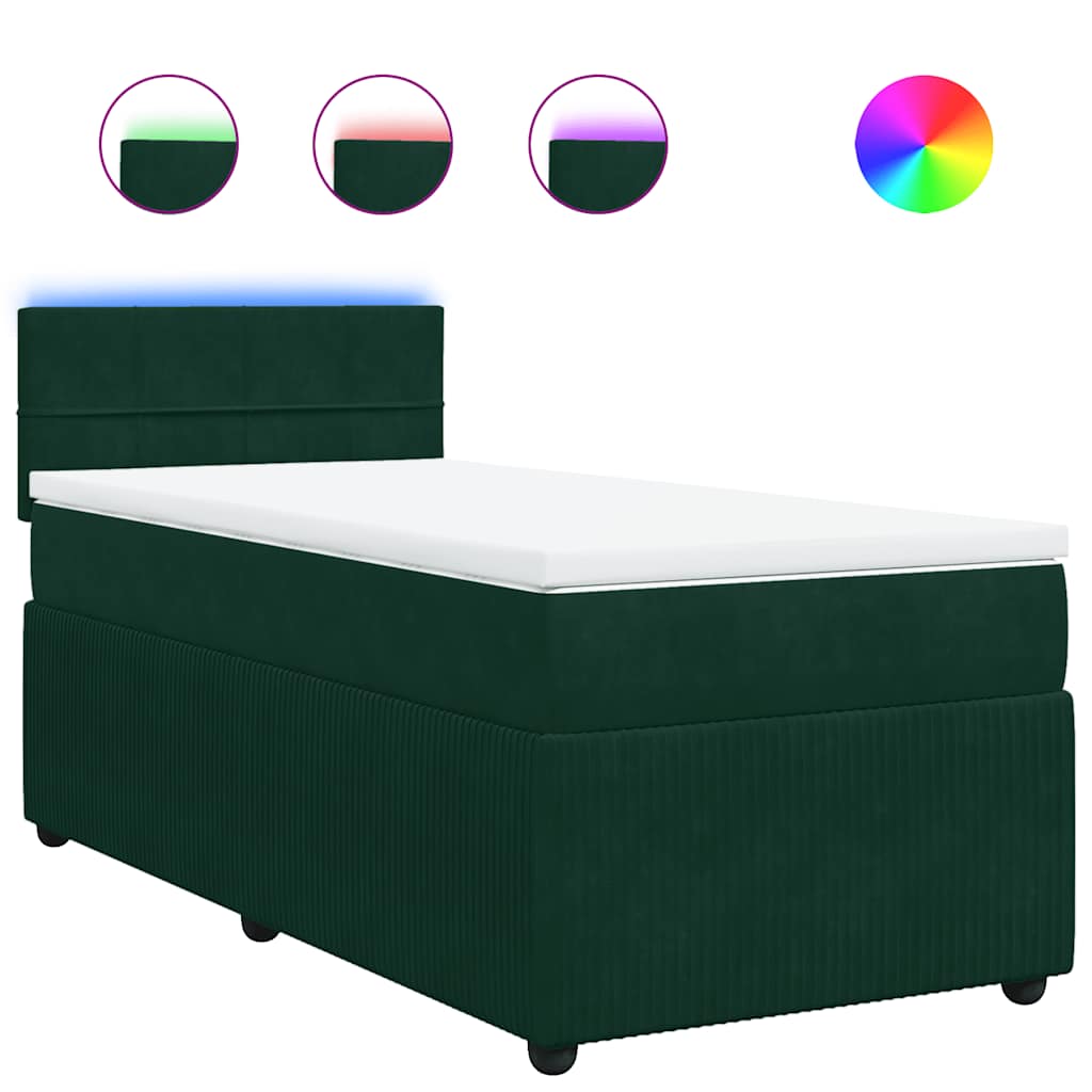 Giroletto a Molle con Materasso Verde Scuro 80x200 cm Velluto