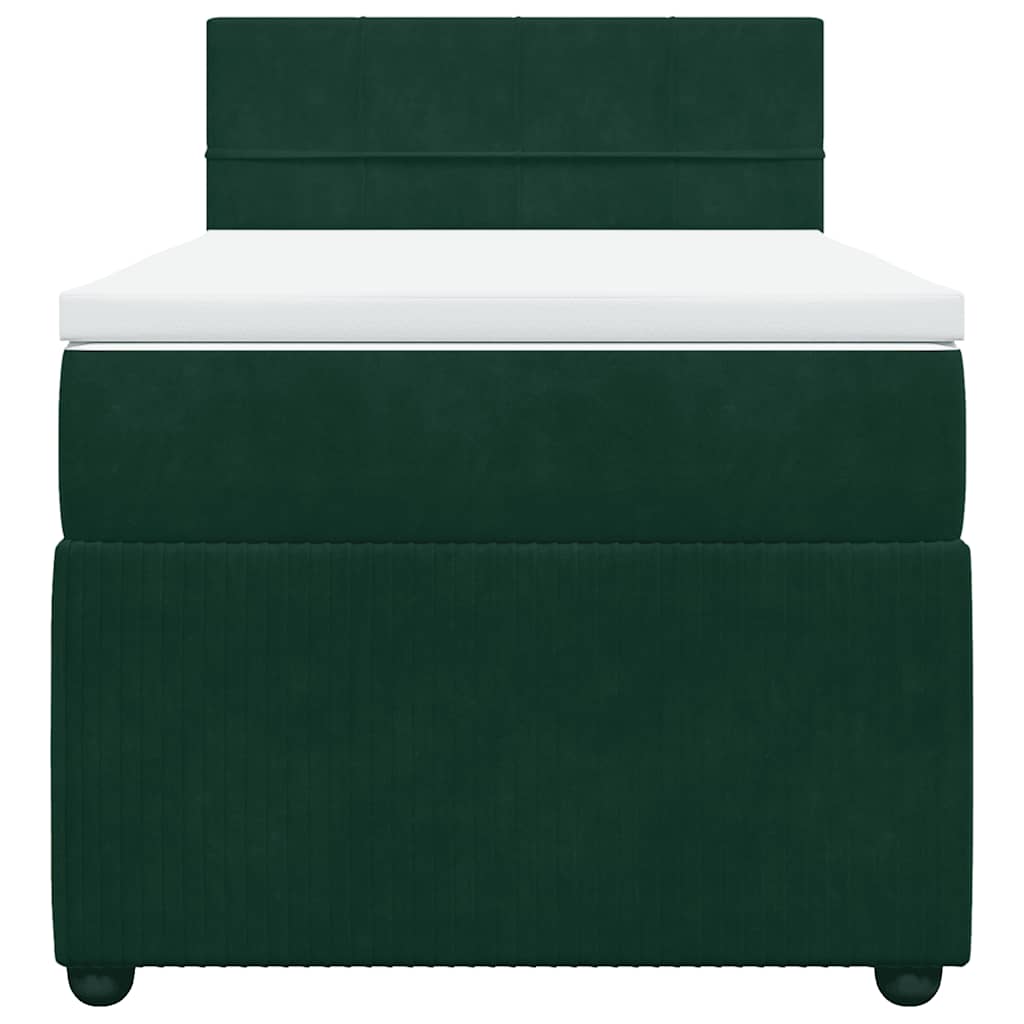 Giroletto a Molle con Materasso Verde Scuro 80x200 cm Velluto