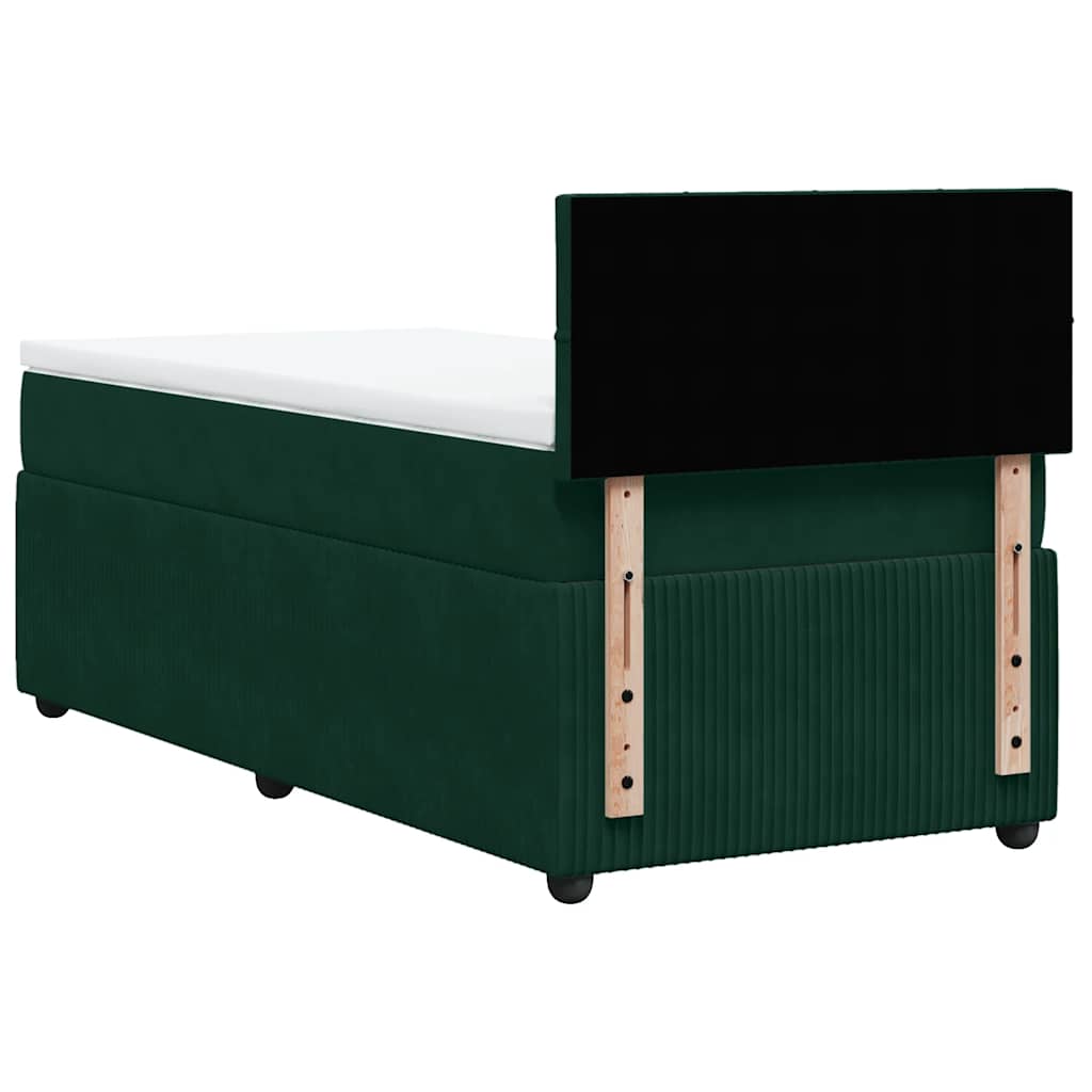 Giroletto a Molle con Materasso Verde Scuro 80x200 cm Velluto