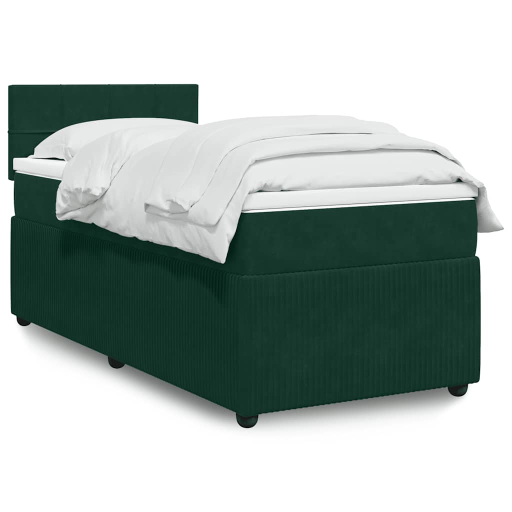Giroletto a Molle con Materasso Verde Scuro 80x200 cm Velluto
