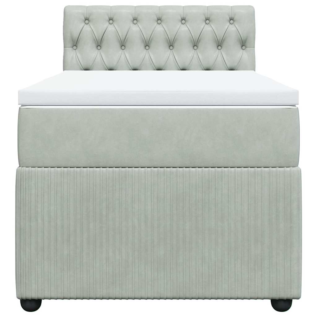 Giroletto a Molle con Materasso Grigio Chiaro 80x200 cm Velluto