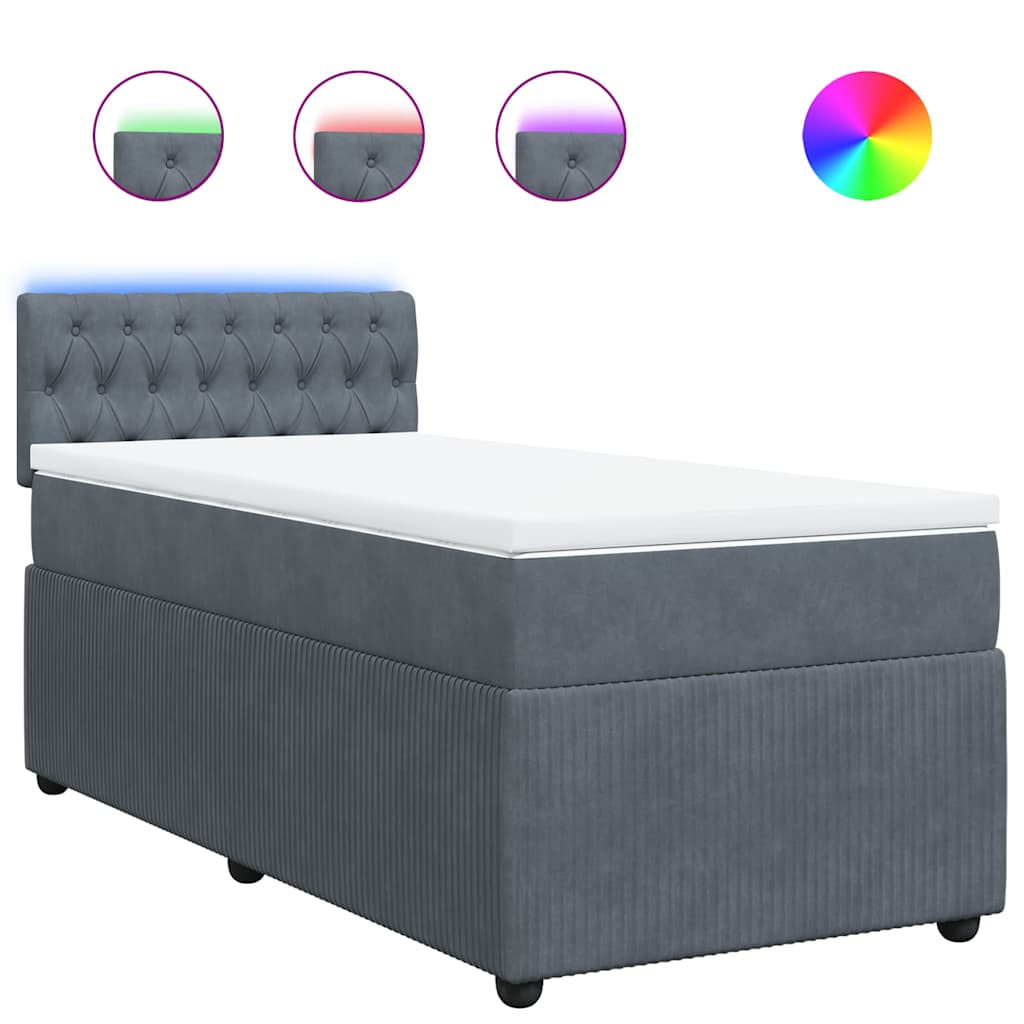Giroletto a Molle con Materasso Grigio Scuro 80x200 cm Velluto | homemem39