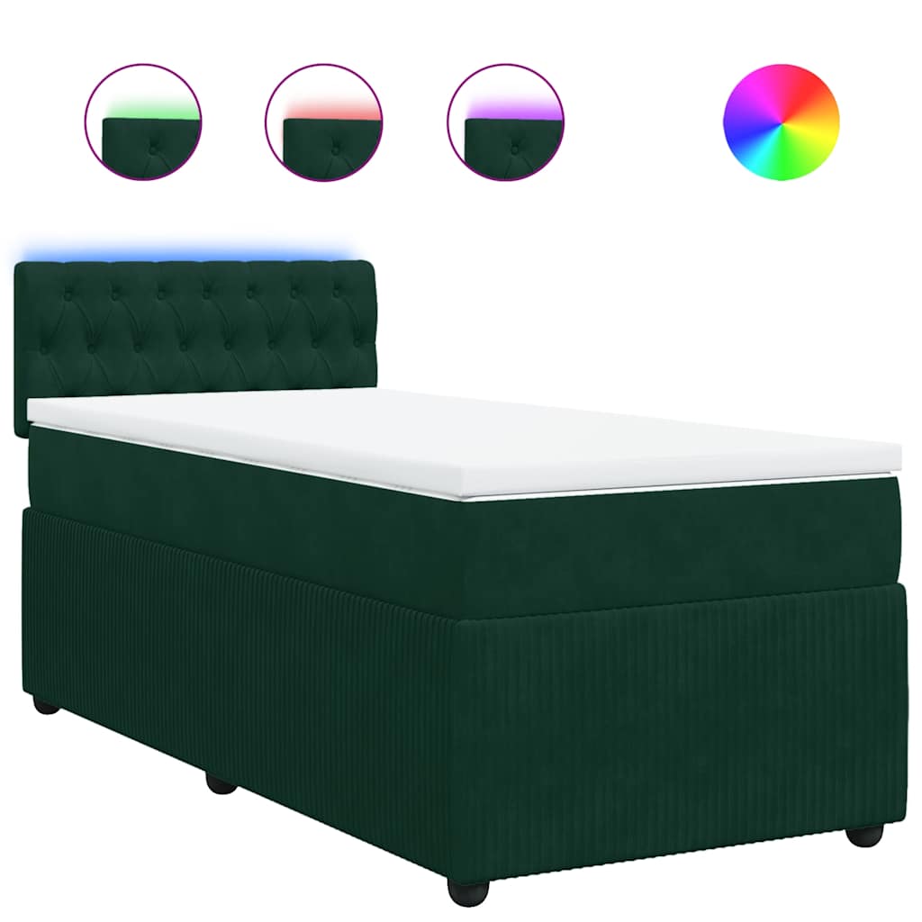 Giroletto a Molle con Materasso Verde Scuro 80x200 cm Velluto