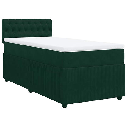 Giroletto a Molle con Materasso Verde Scuro 80x200 cm Velluto