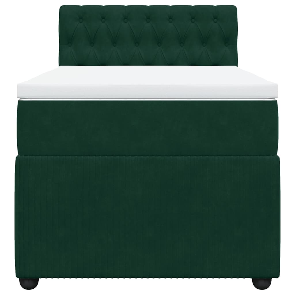 Giroletto a Molle con Materasso Verde Scuro 80x200 cm Velluto