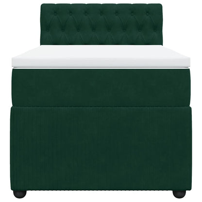Giroletto a Molle con Materasso Verde Scuro 80x200 cm Velluto