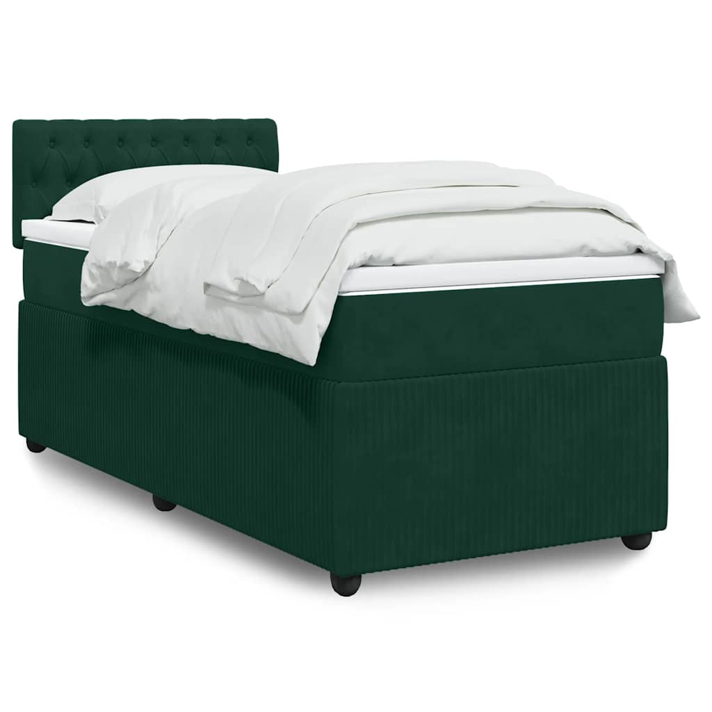 Giroletto a Molle con Materasso Verde Scuro 80x200 cm Velluto