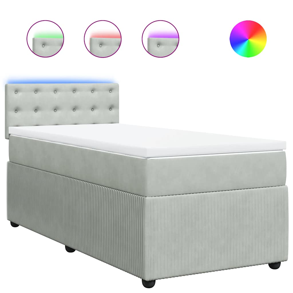 Giroletto a Molle con Materasso Grigio Chiaro 80x200 cm Velluto | homemem39