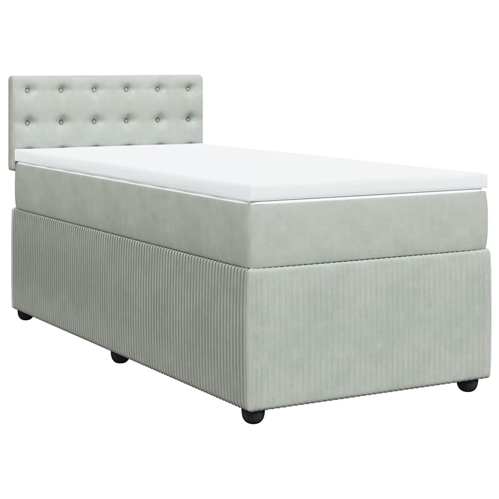 Giroletto a Molle con Materasso Grigio Chiaro 80x200 cm Velluto | homemem39