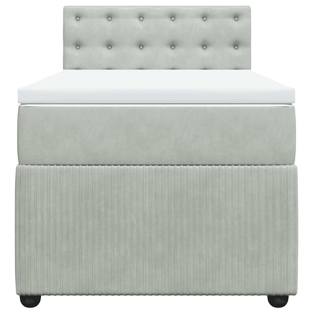 Giroletto a Molle con Materasso Grigio Chiaro 80x200 cm Velluto