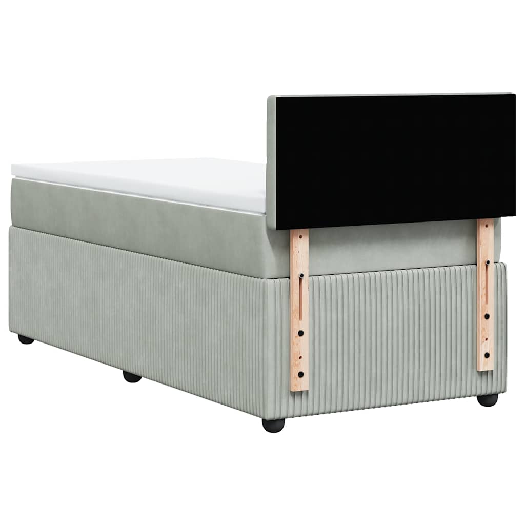 Giroletto a Molle con Materasso Grigio Chiaro 80x200 cm Velluto