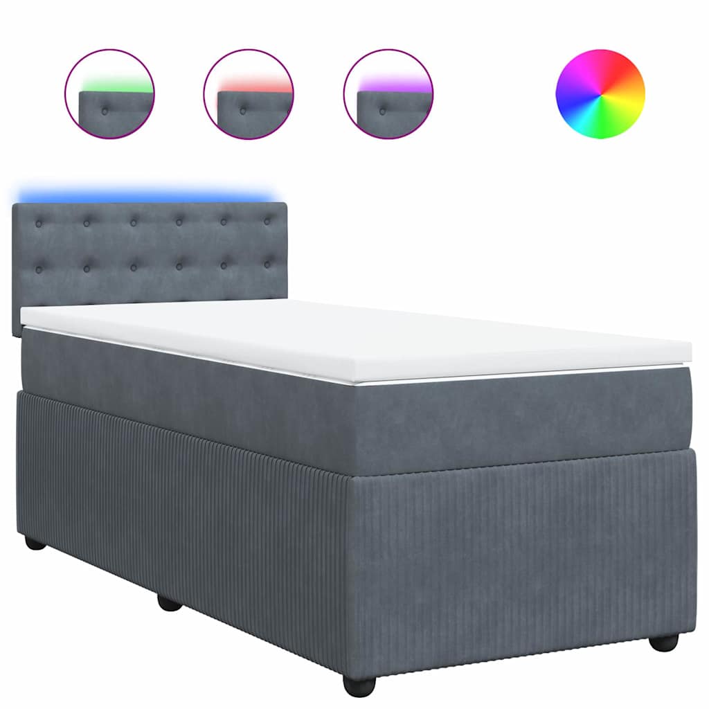 Giroletto a Molle con Materasso Grigio Scuro 80x200 cm Velluto | homemem39