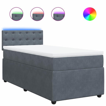 Giroletto a Molle con Materasso Grigio Scuro 80x200 cm Velluto | homemem39