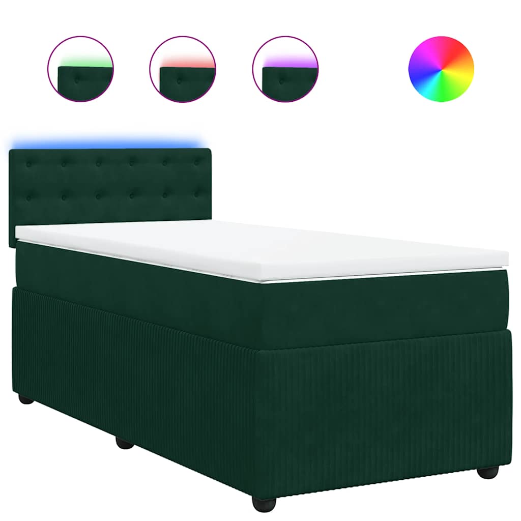 Giroletto a Molle con Materasso Verde Scuro 80x200 cm Velluto