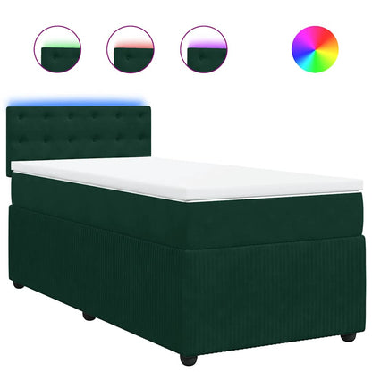 Giroletto a Molle con Materasso Verde Scuro 80x200 cm Velluto