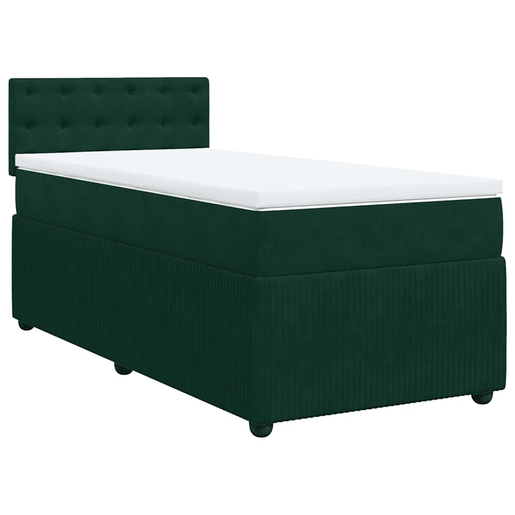 Giroletto a Molle con Materasso Verde Scuro 80x200 cm Velluto