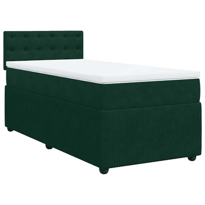 Giroletto a Molle con Materasso Verde Scuro 80x200 cm Velluto